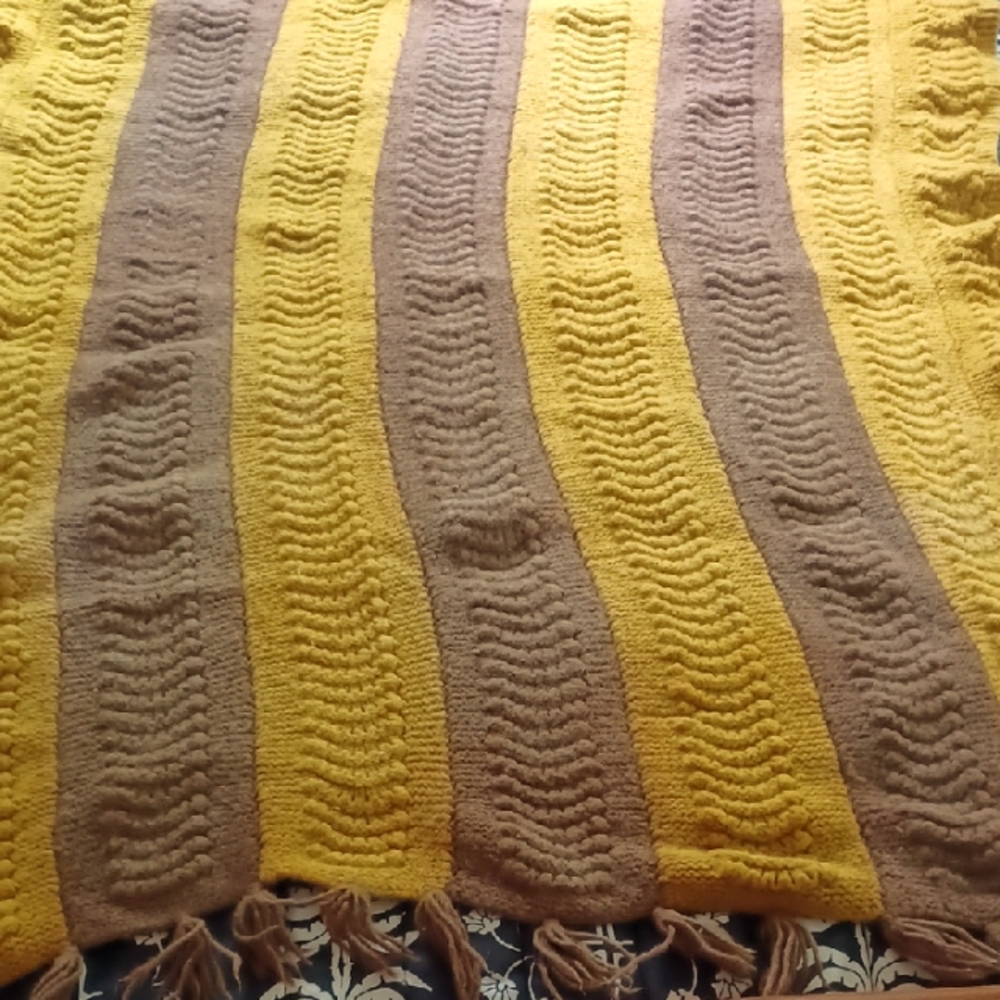 Vintage Wool Crochet Afghan 40"x47"